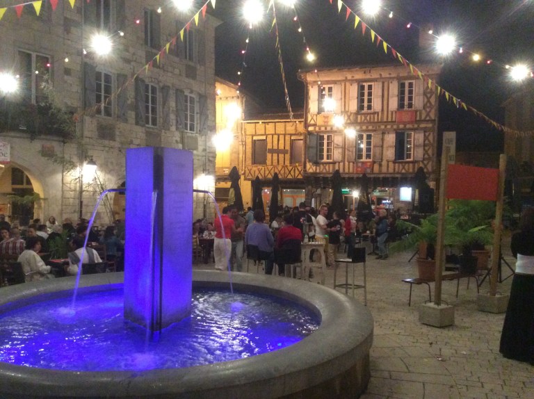 Eauze at night in Gascony